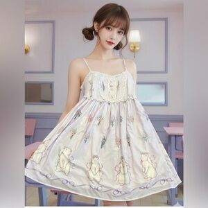 To Alice Sweet Bunny in Wonderland Kawaii Fairy-Kei Babydoll Dress - Size Small